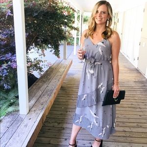 Pleated gray cocktail dress
